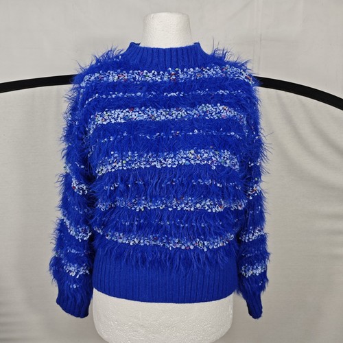 Blue fluffy shaggy jumper - fluffy,