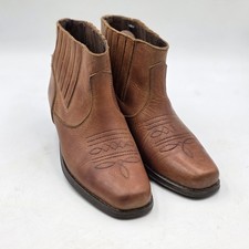 OK Brand Ladies Ankle Cowboy Boots Leather Size 5 Vintage 90s Western Line Dance