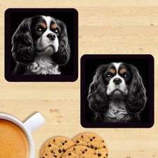 Cavalier King Charles Spaniel Coasters, Set Of 2, Mug Mats, Gift