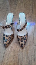 Dune Head Over Heels Leopard Perspex Heel Court Shoes - Sz 5