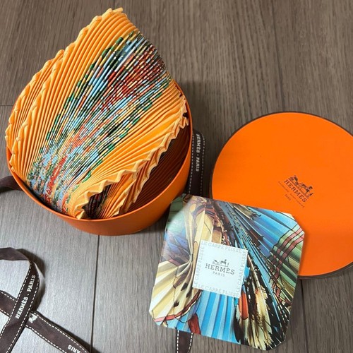 Hermes orange pleated silk - hermes,