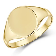 9ct Yellow Gold Ladies Signet Ring Oval Shape Signet Ring UK Hallmarked