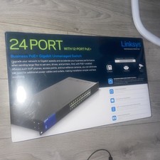 Linksys LGS124P-UK 24 Port Gigabit Network Switch Unmanaged 12x PoE+ Ports 120W