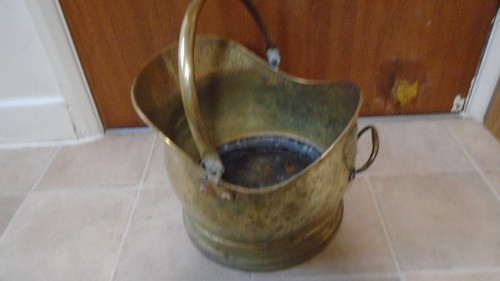 Brass coal wood bucket - brass, coal/wood