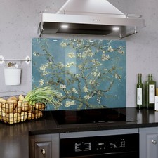 Glass Splashback Kitchen Tile Cooker Panel ANY SIZE Flower Twig Art Paint Bloom
