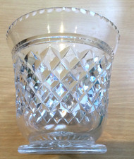 Vintage Heavy Crystal Footed Flared Vase Diamond Cut 13cm Dia 12cm Tall Art
