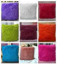Pack of 2 - Cushion Covers Mongolian Faux Sheepskin Wool Fur 18x18" / 45x45cm