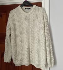 Womens Cream Aaron style Long Sleeved jumper - Size M/L acrylic 