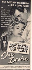 Film Magazine Advert One Desire 1955 Anne Baxter Rock Hudson Julie Adams