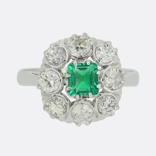 Emerald and diamond cluster - emerald,