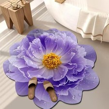 3D Floral Optical Illusion Carpets – Non-Slip Embossed Floral Washable Rugs, 