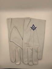 Masonic Gloves 100% Soft Leather With Sq And Compass Pair Large New