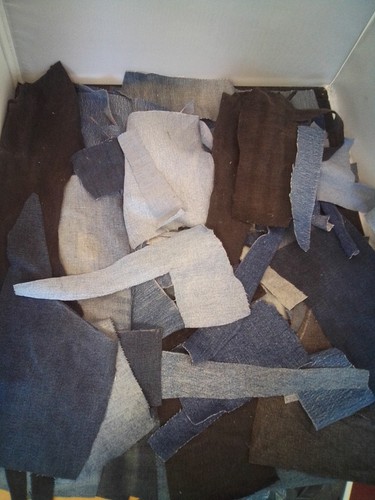 Denim fabric scraps offcuts - denim,