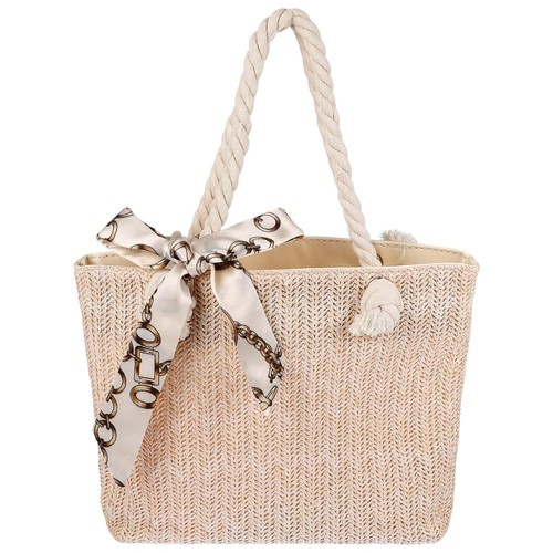 Women straw tote shoulder bag - straw,