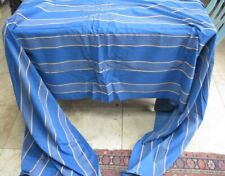 Vintage French ticking fabric blue beige striped cotton 3,6 Metres