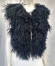 Teal Mongolian Fur Waistcoat Gilet Body-warmer Sz M 10 12 14 