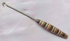 Antique Scottish Button Boot Hook Natural Pebble Granite Banded Handle 19cm long