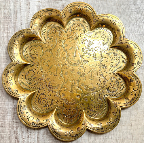 Vintage indian etched brass - vintage,