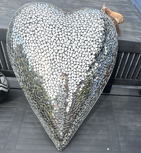 Silver mirrored mosaic - mosaic, heart