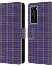 Head Case Designs Purple Black Plaid - Pattern Leather For Huawei P40 pro