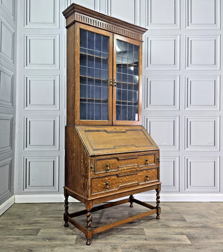 Antique oak bureau bookcase - oak,