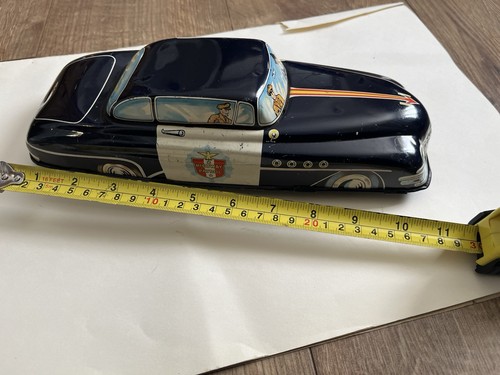 Vintage tin plate police car - plate,