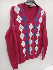 Glenmuir Golf Jumper Long Sleeve size Small 100% Cotton Diamond Patten P2P 20".