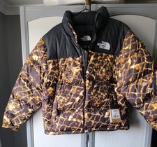 The North Face Nuptse Jacket- Coal Brown Water Destortion Print Size M BNWT
