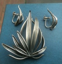 Danish Silver Brooch Earrings