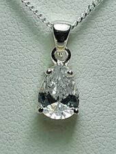 Silver Pear Cubic Zirconia Pendant Necklace