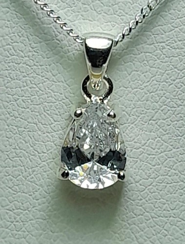 Silver pear cubic zirconia - silver,