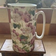 HERON CROSS POTTERY Rose Floral JUG/VASE. 2 Pint 18cm. Good Condition.
