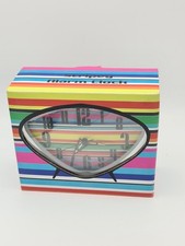 Vintage Retro Rex Stripey Alarm Clock Funky 2003 New Old Stock Battery Operated