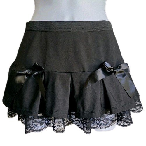 Black coquette pleaded - black, mini