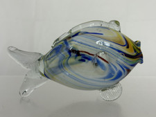 Vintage 70s Murano Multi-Coloured Glass Art Fish Handblown 18cm Blue Red Yellow