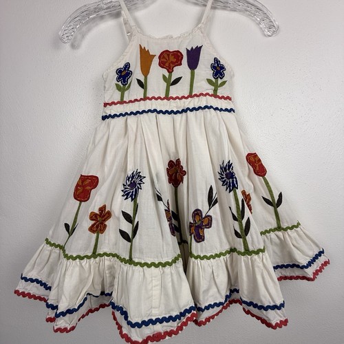 Girls floral embroidered sun - embroidered,
