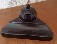 VINTAGE BAKELITE INK WELL WITH PEN STAND COMPLETE with ORIGINAL INK POT