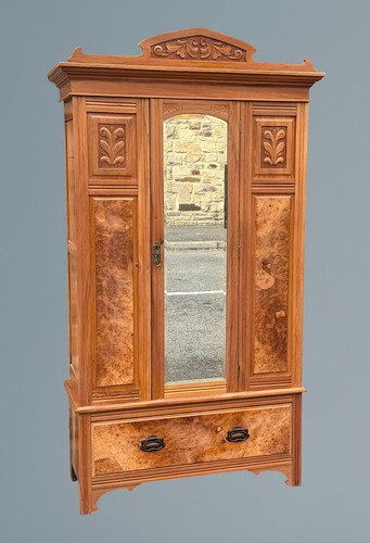 Edwardian walnut mirror door - edwardian,
