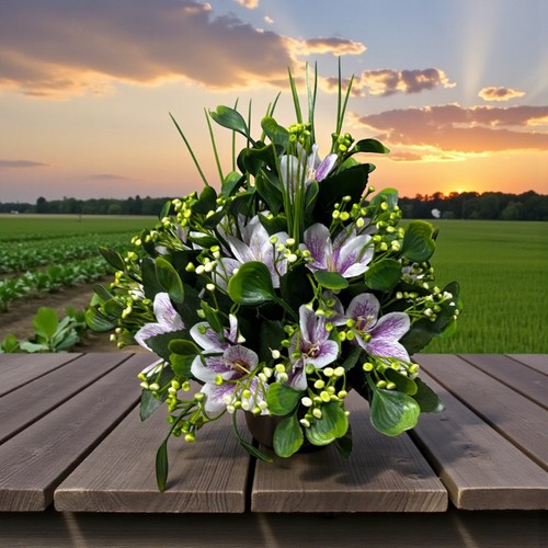 Purple white lilies - white,