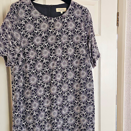 Viyella navy white - white, floral