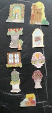 Flowers Window Gate Pedestal Paper Scraps Die Cut Decoupage 