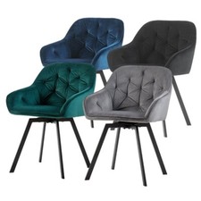 1/2 Swivel Velvet Dining Chairs Rotatable Metal Legs Kitchen Chairs Modern