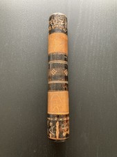 Antique Treen Maritime Sailors Sail Makers Stained Oak Cylindrical Needle Case 