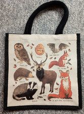 LAKELAND Becca Hall British Wildlife Jute Small Shopping Bag NEW