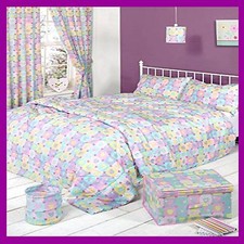 Girls Patchwork Hearts Bedroom Collection Duvet Sets Curtain Bin Shade Bedspread