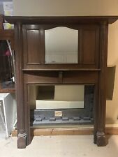 antique vintage 1930's tall, mirrored, hardwood Wooden fireplace surround .