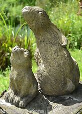 Mother and Baby Moon Gazing Hare garden ornaments celtic frost proof stone