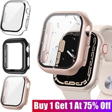Tempered Glass Screen Protector Case Cover For iWatch Apple Watch 8 7 6 5 4 SE