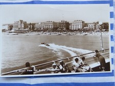 Vintage 1956 Eastbourne Beach From The Pier Speedboat Real Photo Postcard