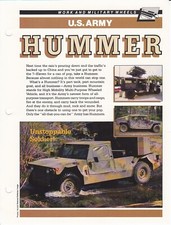 US Army Hummer HMMV Military Equipment Spec Sheet Fact Card